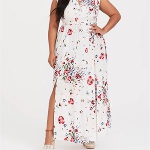 Ivory floral Challis maxi dress